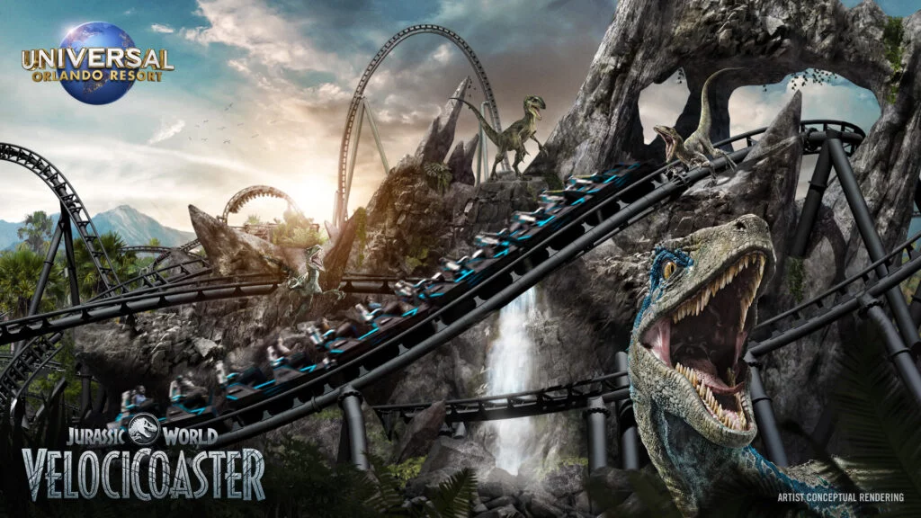 Arte conceptual Jurassic World VelociCoaster en Islands Of Adventure